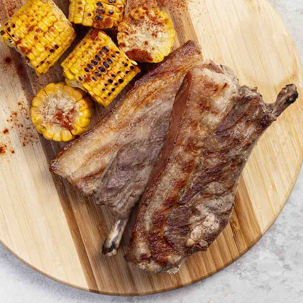 Receita de Costela Suína Belly Rib Grelhada com Milho